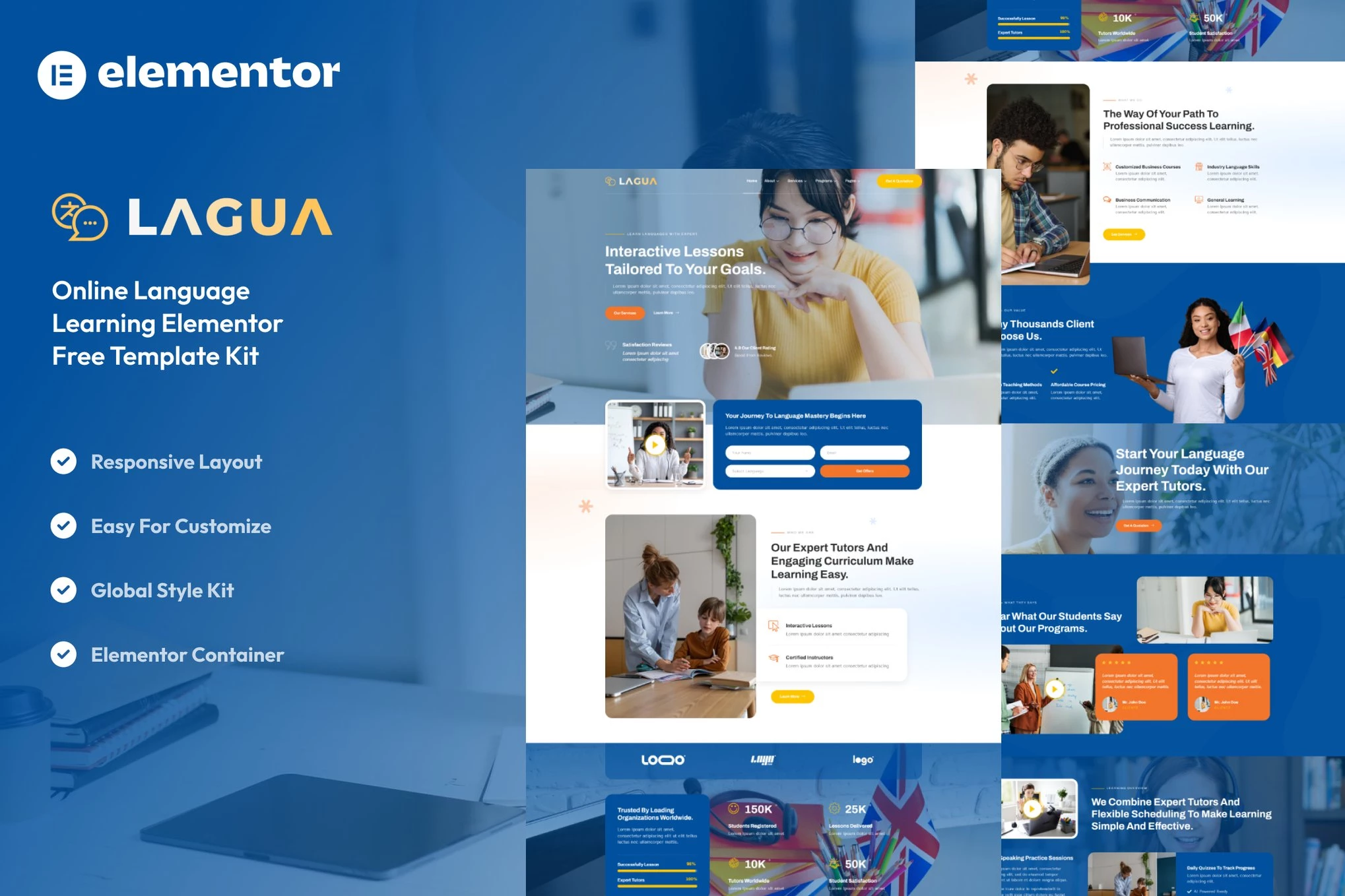 Lagua - Kit de plantillas Elementor para cursos de idiomas y centros de aprendizaje