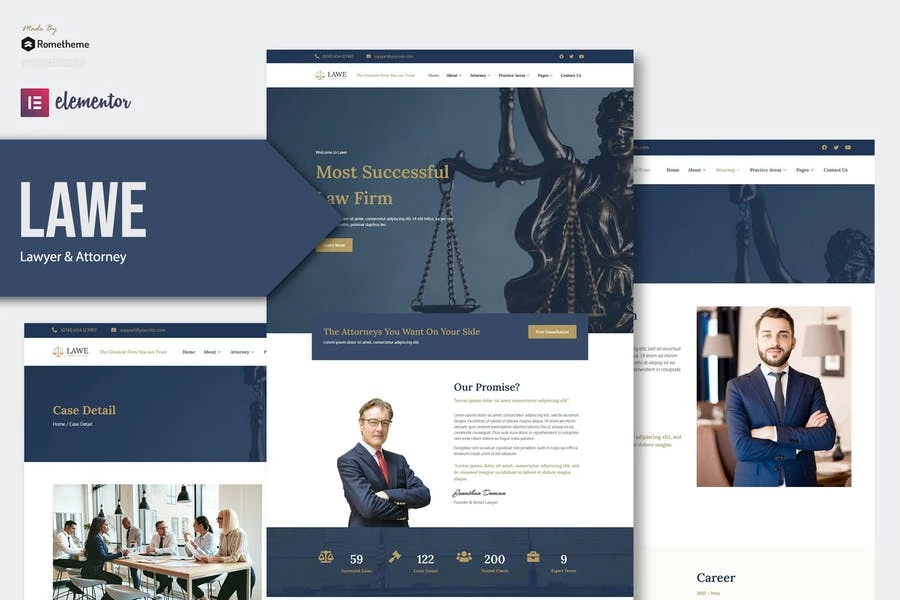 Lawe - Kit de plantillas Elementor para abogados y abogados