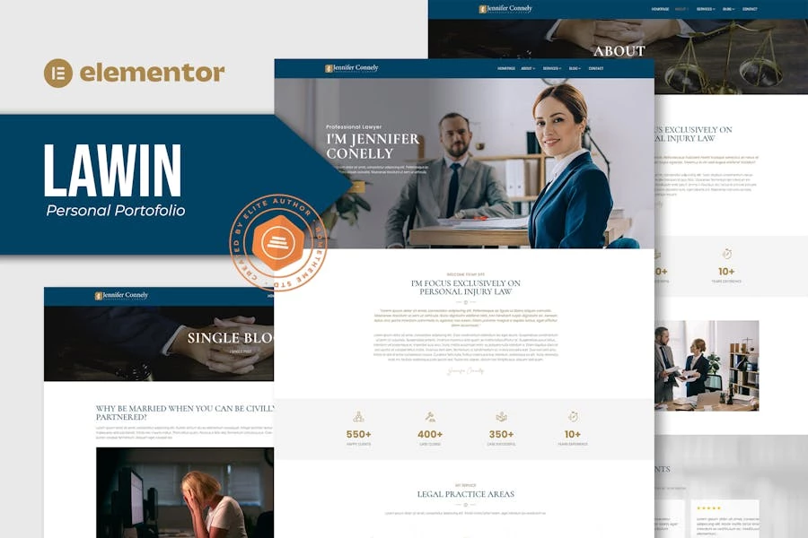 Lawin - Template Kits Elementor Personal para abogados y abogados