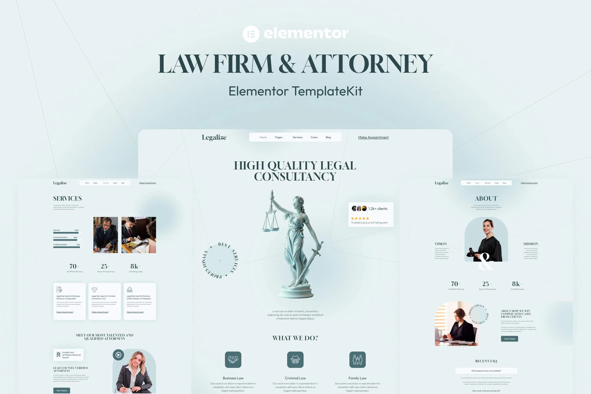 Legalize - Kit de plantillas Elementor para bufetes de abogados y abogados
