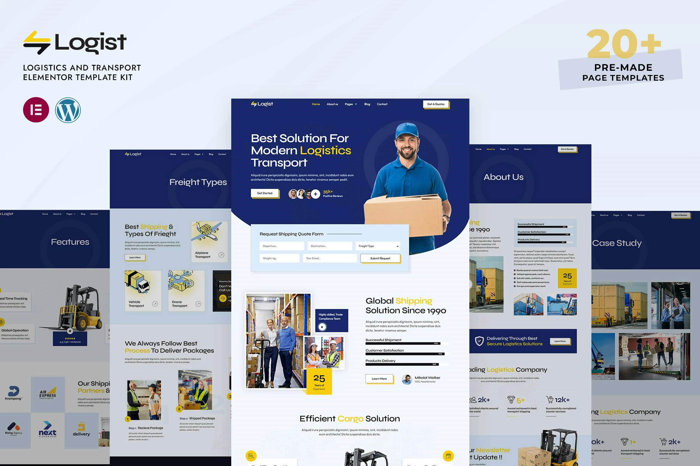 Logist - Kit de plantillas Elementor Pro para logística y transporte