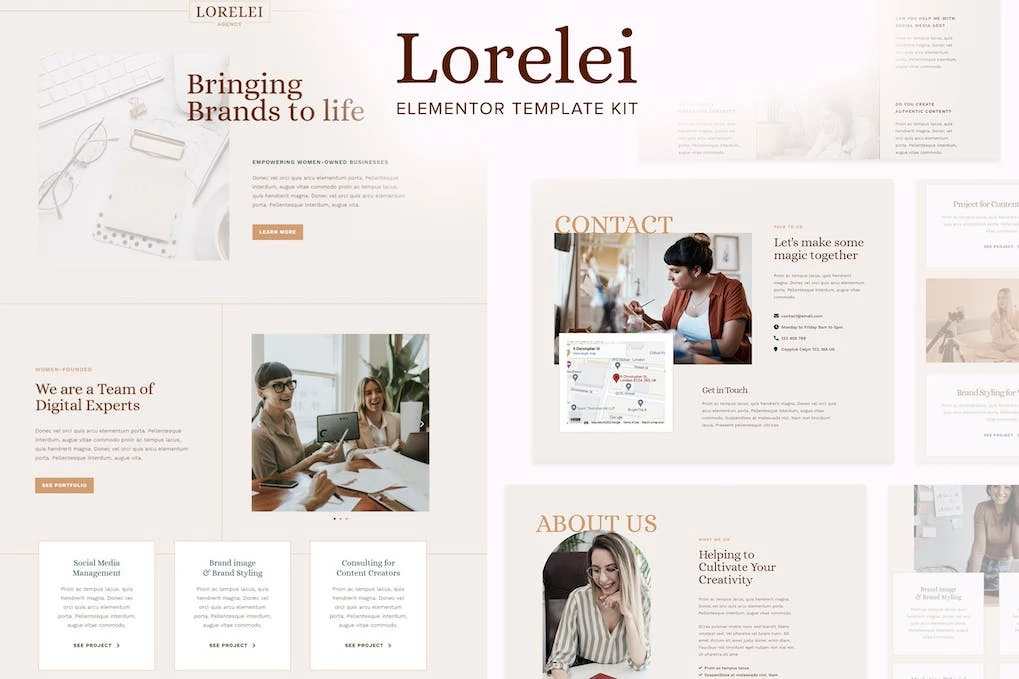 Lorelei - Template Kit de elementos empresariales femeninos