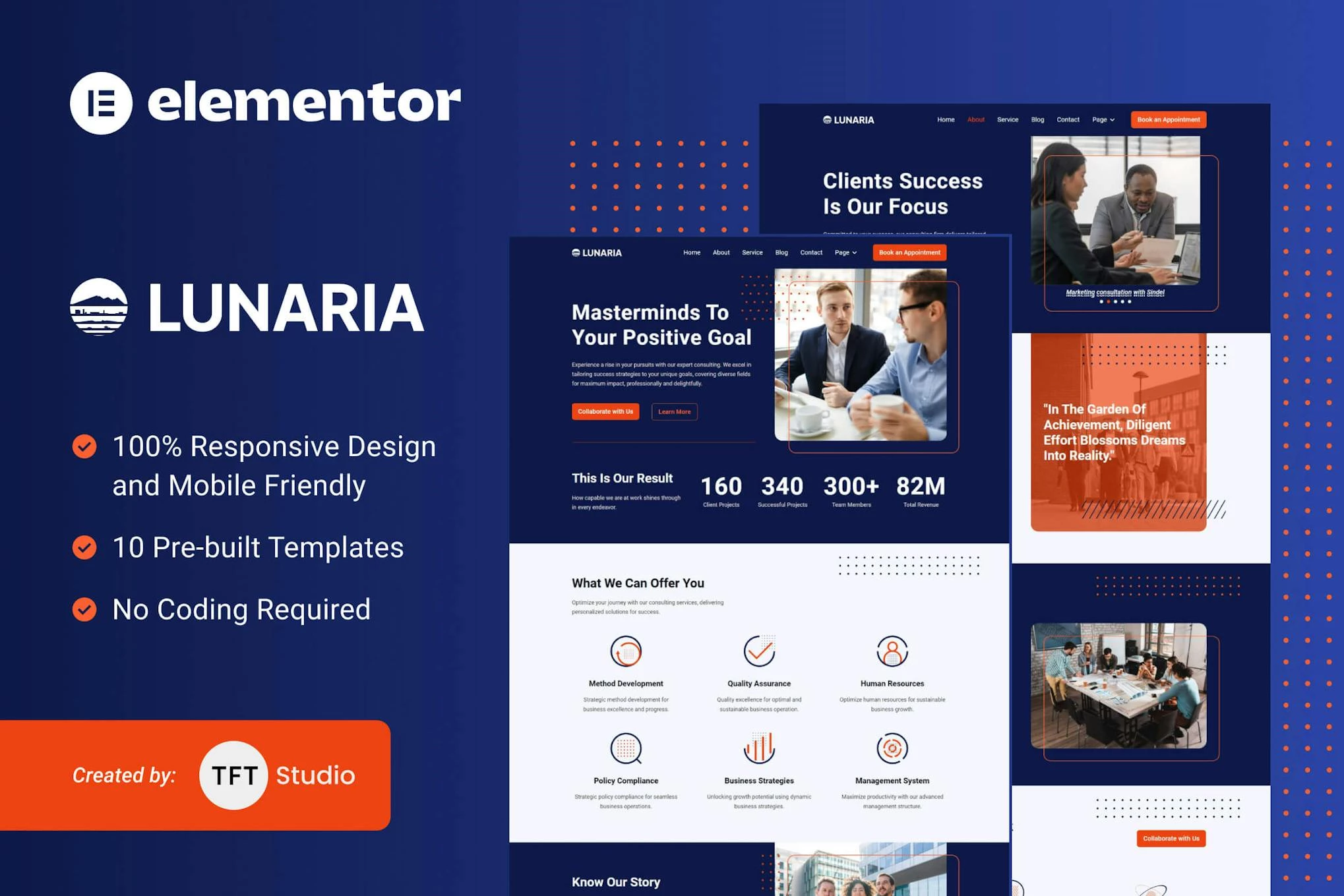Lunaria - Kit de plantillas multipropósito para empresas Elementor