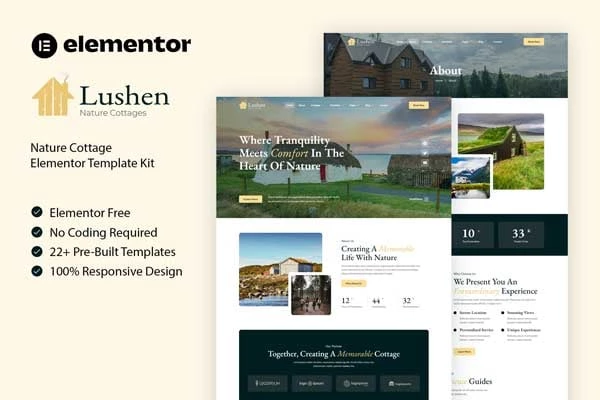 Lushen - Kit de plantillas Elementor de Nature Cottage