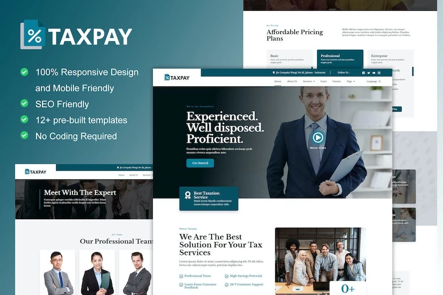 TaxPay - Kit de plantillas Elementor para asesores y consultores financieros