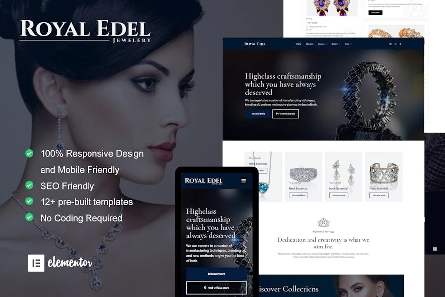 Edel - Kit de plantillas Elementor para joyas de lujo