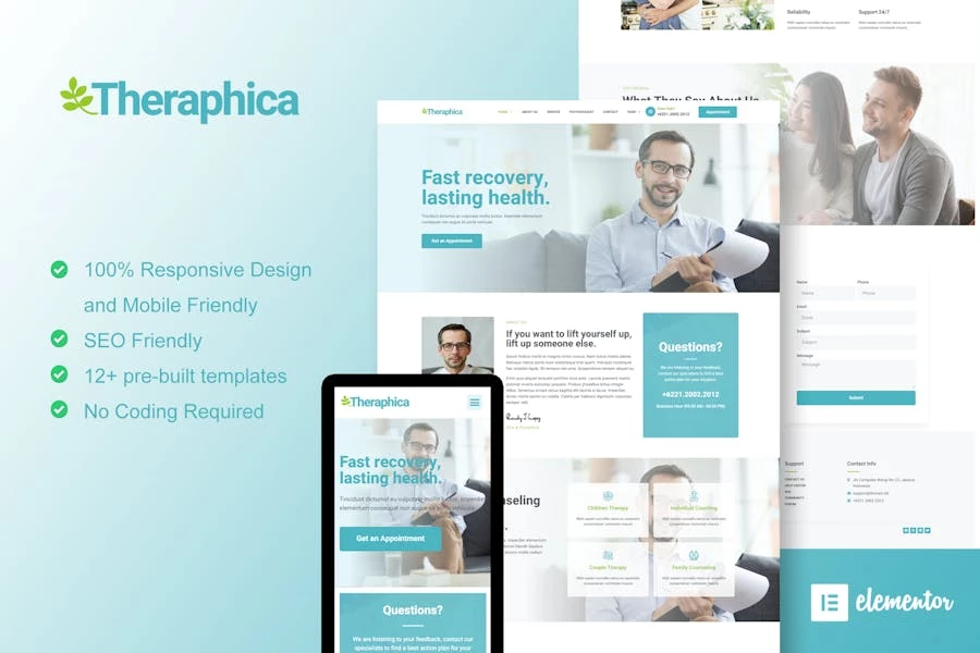 Therapica - Kit de plantillas Elementor para psicología y salud mental