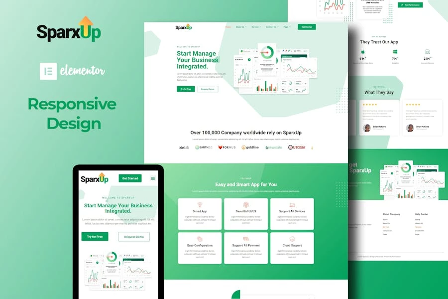SparxUp - Kit de plantillas Elementor para Saas y Startup