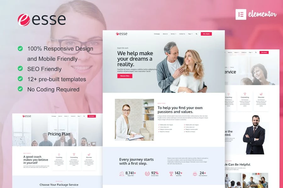 Esse - Kit de plantillas Elementor para Life Coach y Consultoría