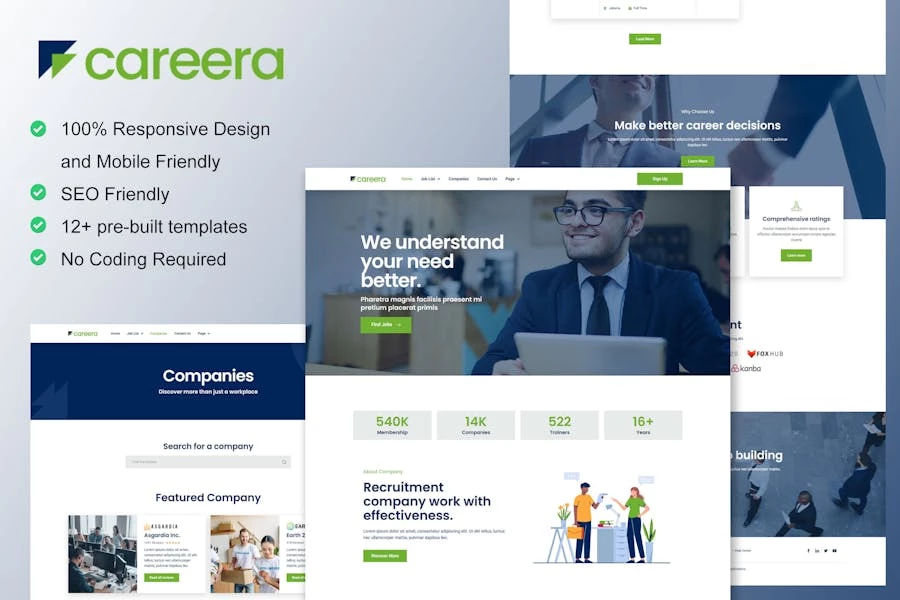 Careera - Kit de plantillas Elementor para agencias de contratación