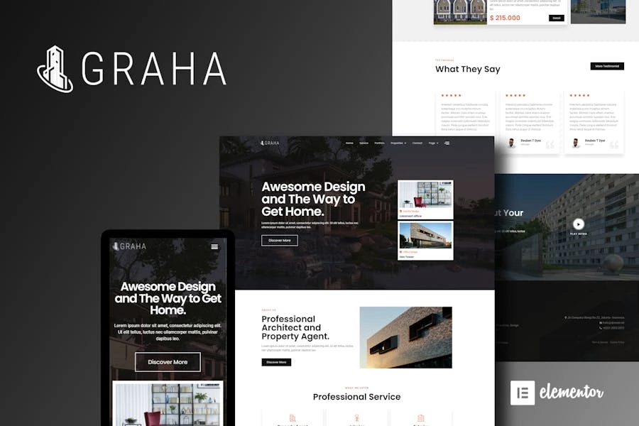 Graha - Kit de plantillas de Elementor para bienes raíces