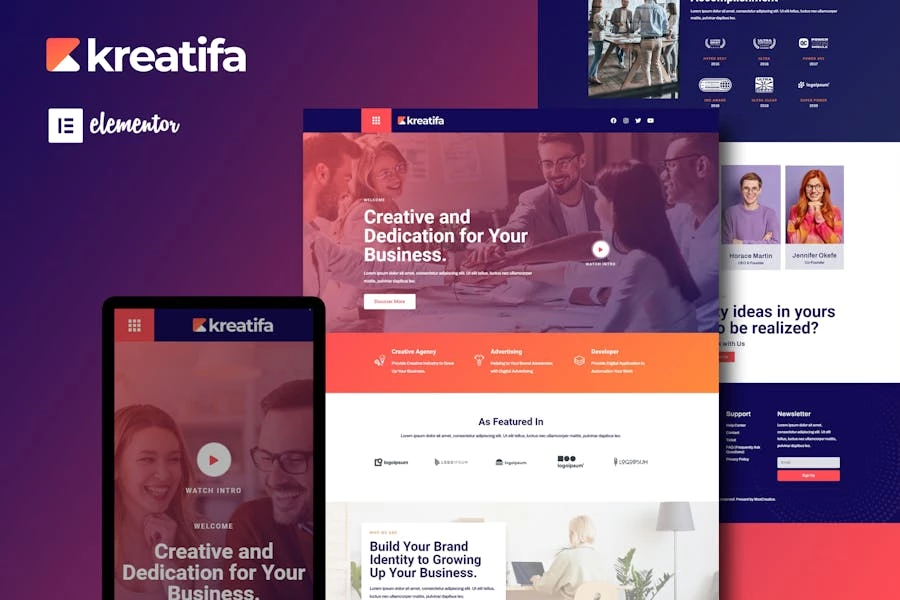Kreatifa - Kit de plantillas Elementor para agencias digitales creativas