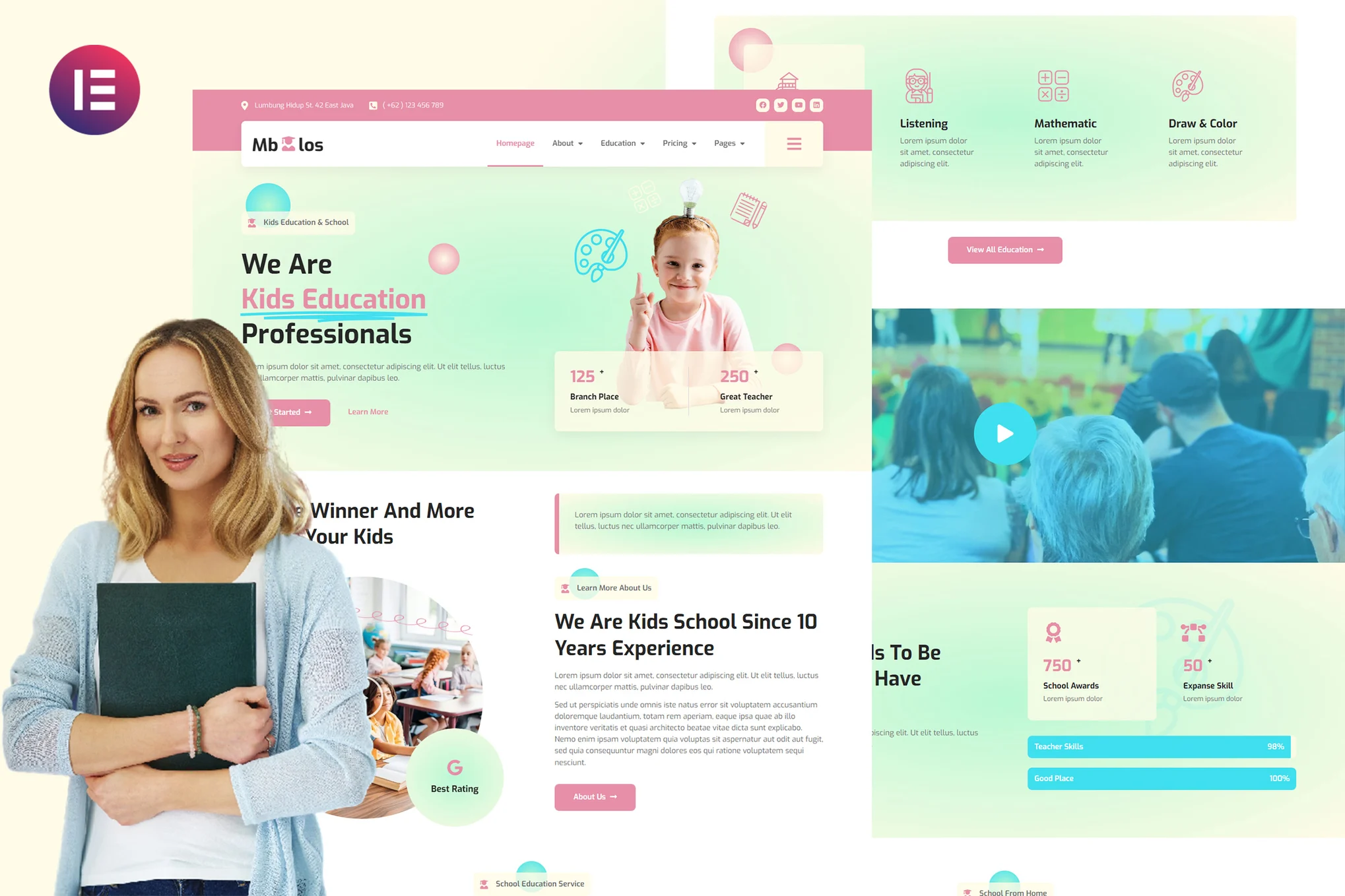 Mbolos - Template Kit Elementor de promoción y perfil escolar para niños