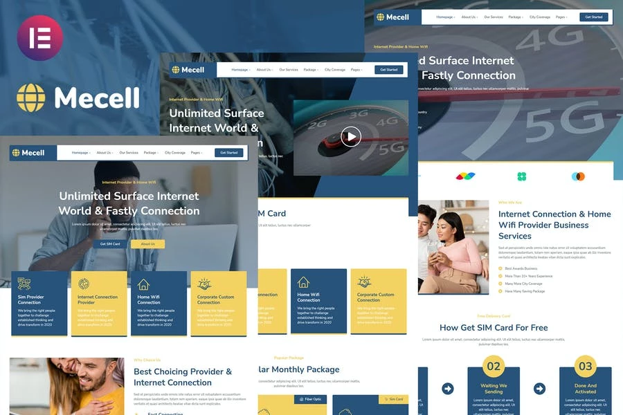 Mecell - Template Kit Elementor para conexión a Internet y WiFi en el hogar