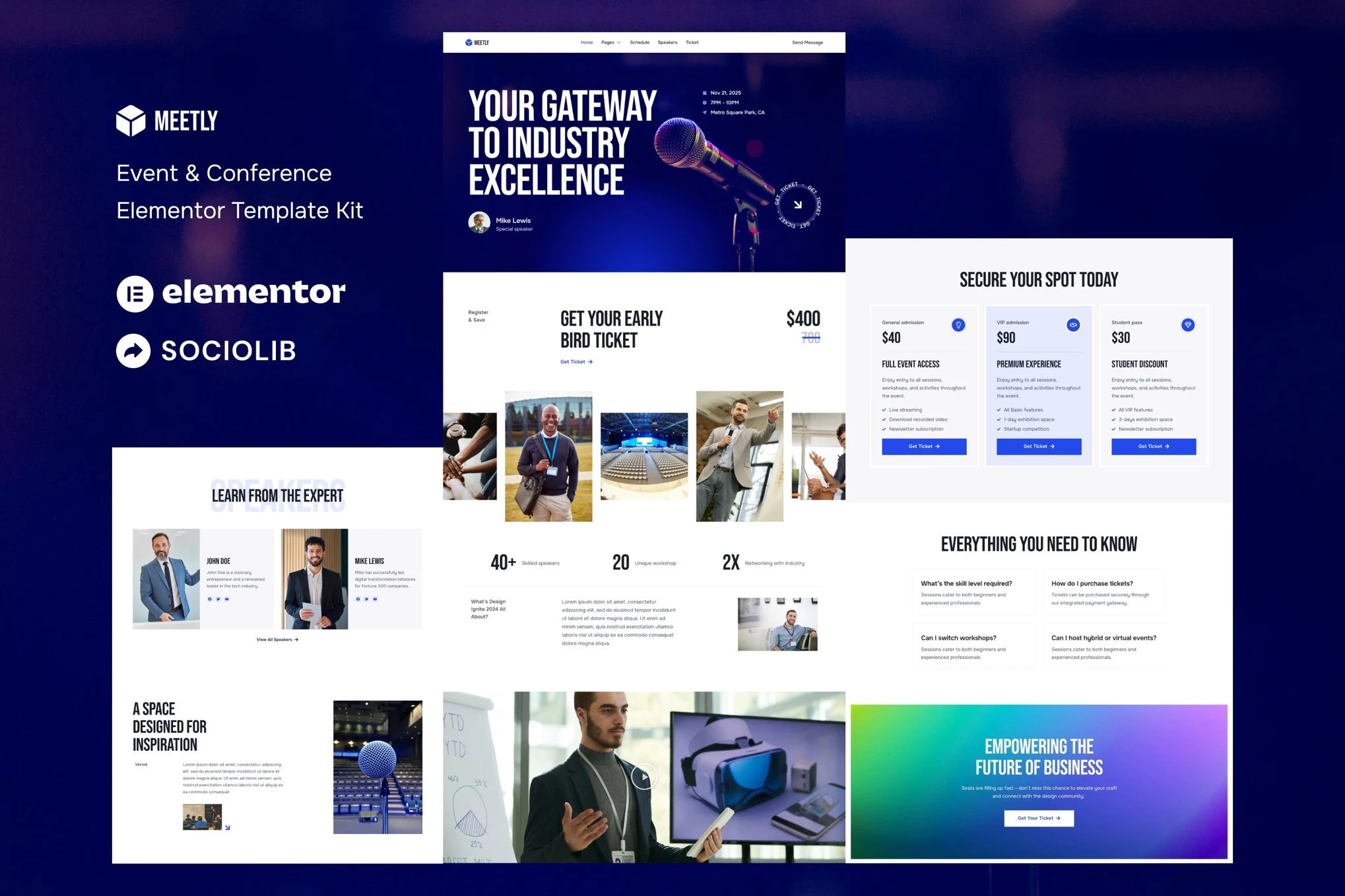 Meetly - Kit de plantillas Elementor para eventos y conferencias