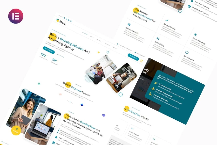 Merk - Template Kit Elementor para soluciones de marca y agencia de publicidad