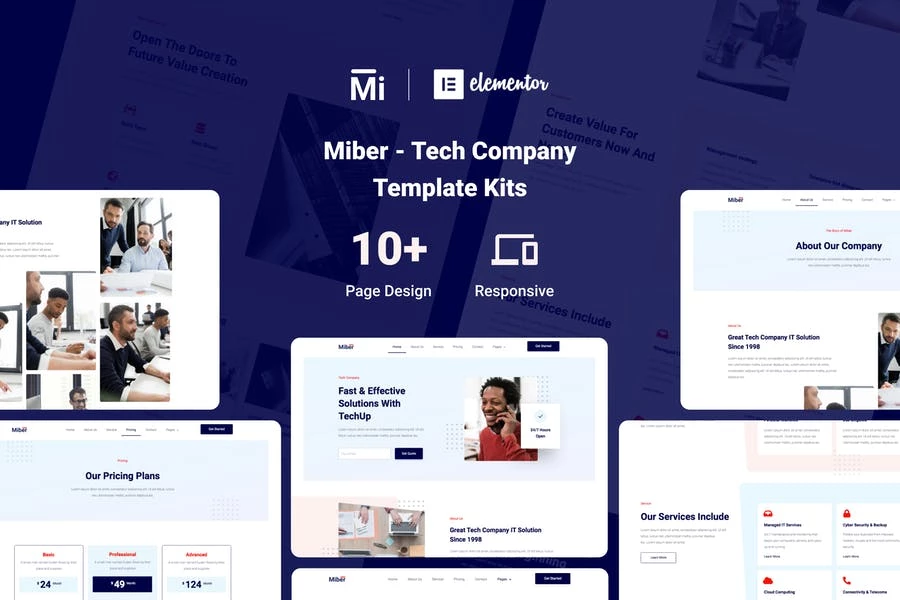 Miber - Kit de plantillas Elementor para empresas de tecnología