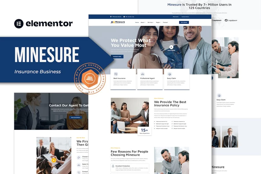 Minesure - Template Kit Elementor para empresas de seguros