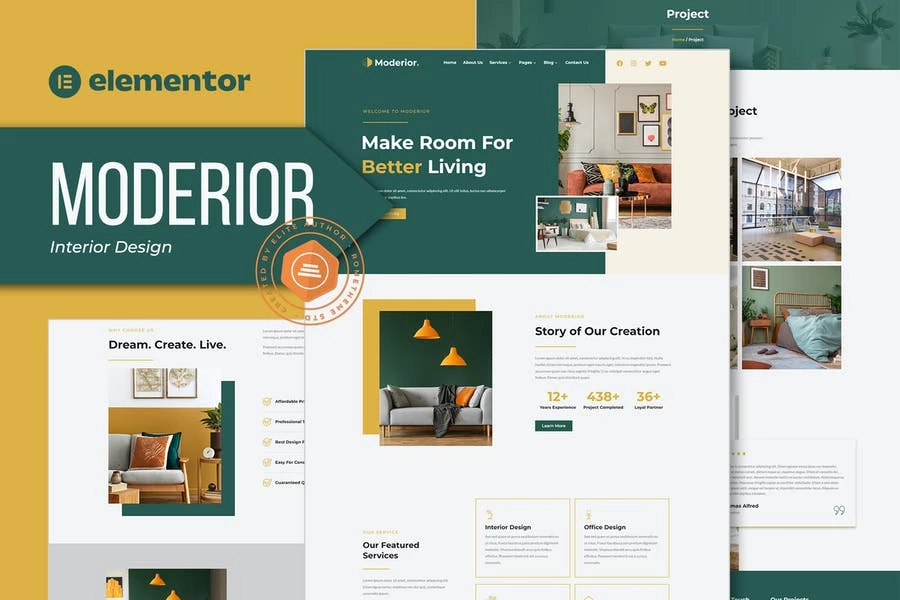 Moderior - Template Kit Elementor de diseño de interiores