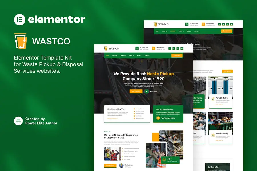 Wastco — Template Kit para servicios de recogida y eliminación de residuos