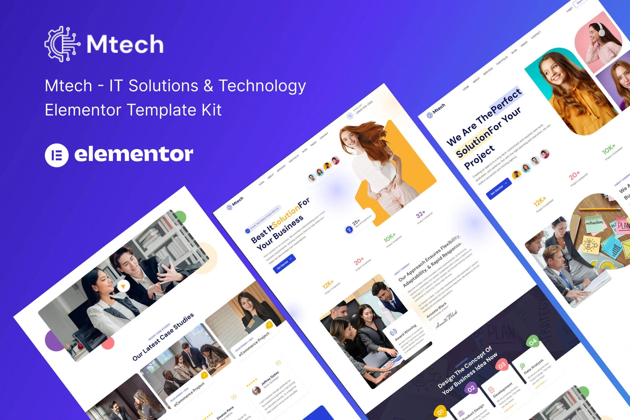 Mtech - Kit de plantillas Elementor para soluciones y tecnología de TI