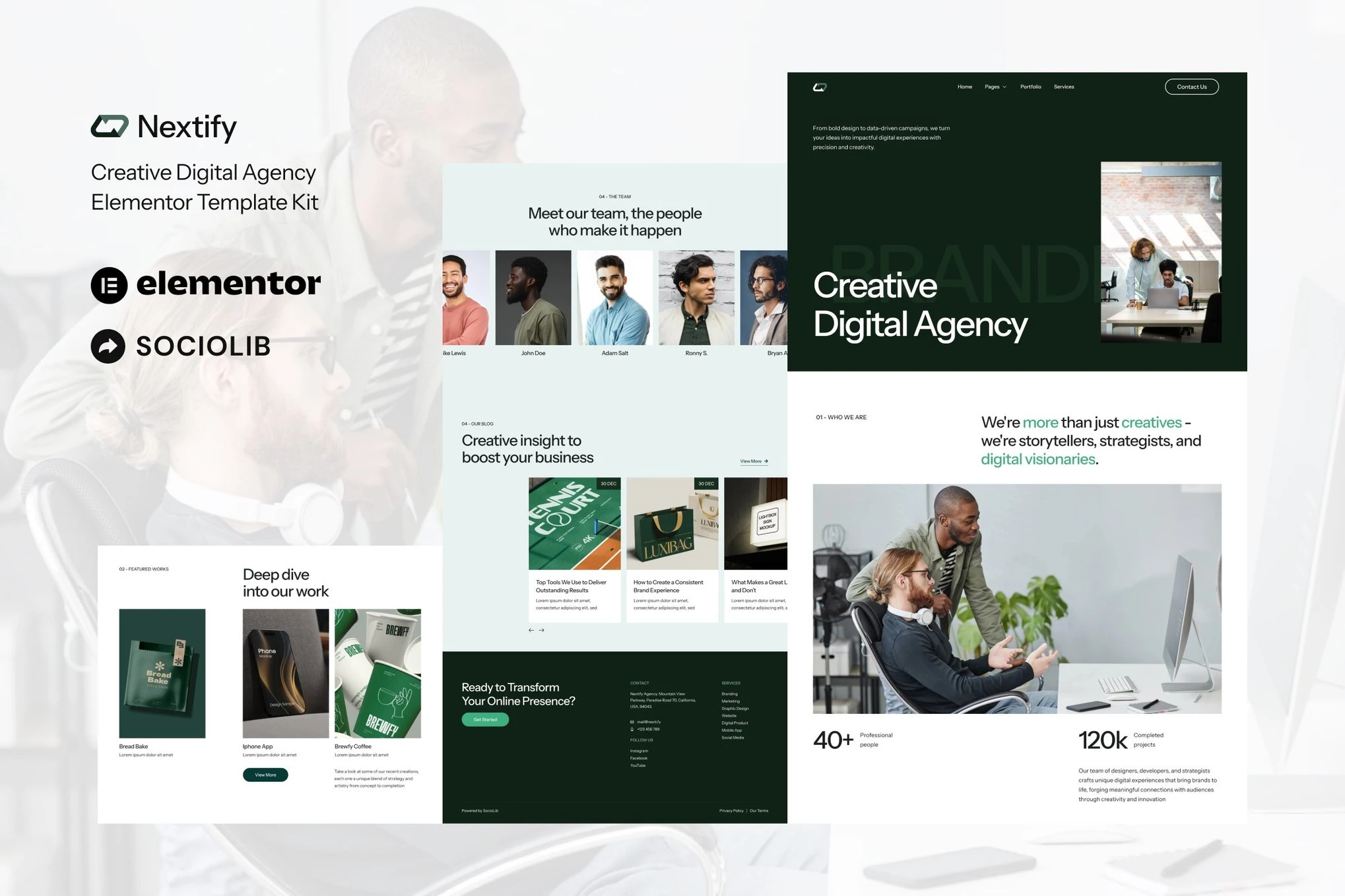 Nextify - Kit de Plantillas Elementor para Agencia Digital Creativa y Porfolios