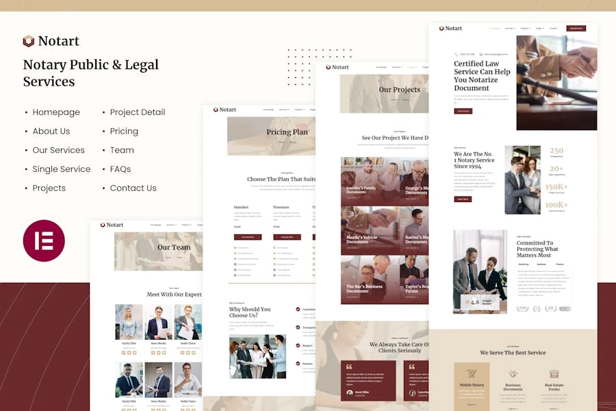 Notart | Template Kit de Elementor de Servicios Notarios Públicos y Legales