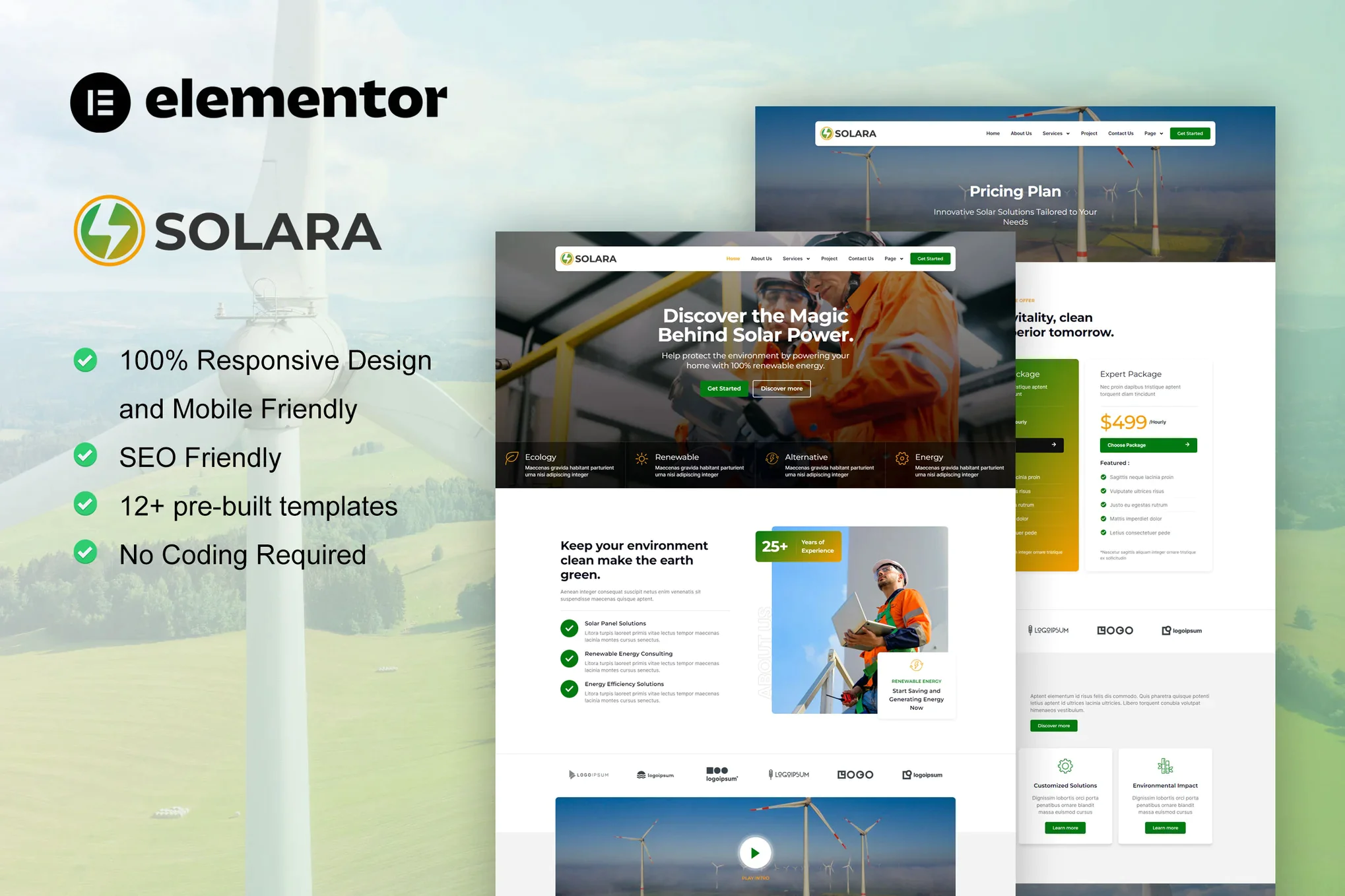 Solara - Kit de plantillas para paneles solares y elementos de energía renovable