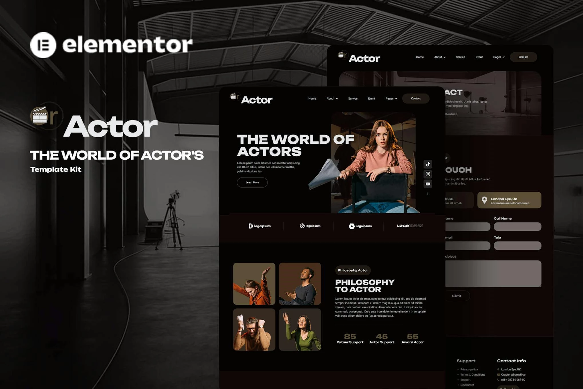 Oractor - Kit de plantillas Elementor para la Agencia de Actores