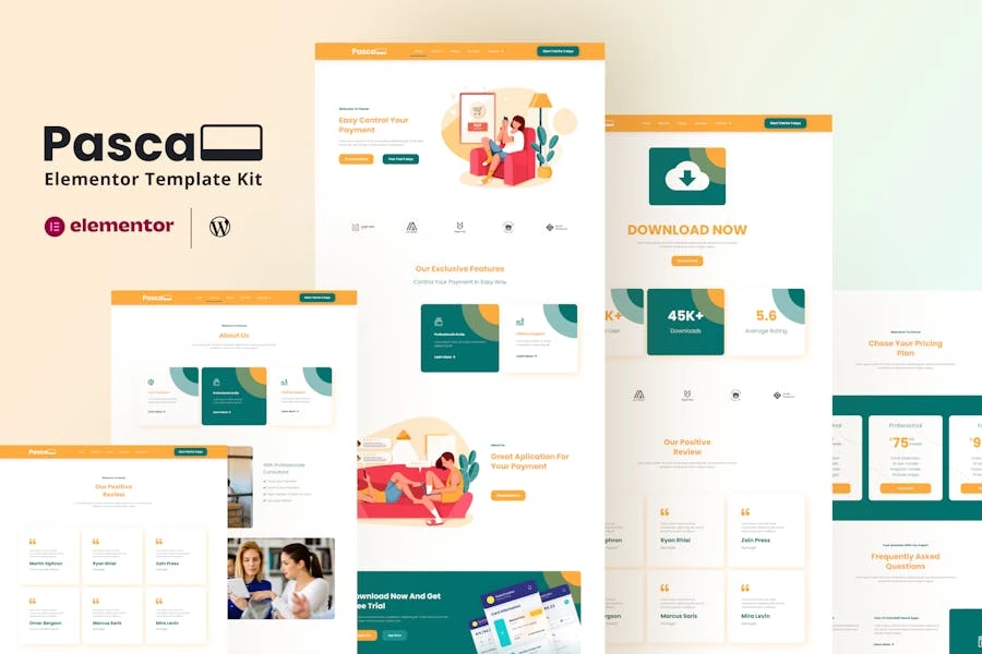 Pascal - Kit de plantillas para aplicaciones de pago Business Elementor Pro