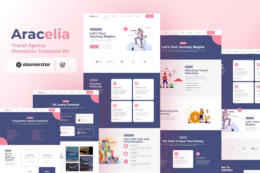 Aracelia - Kit de plantillas Elementor para agencias de viajes