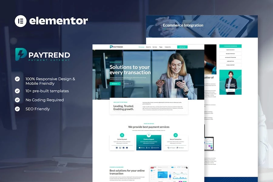 Paytrend - Kit de plantillas Elementor para pasarelas de pago en línea