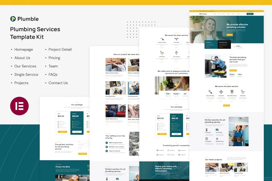 Plumble - Template Kit Elementor para servicios de plom