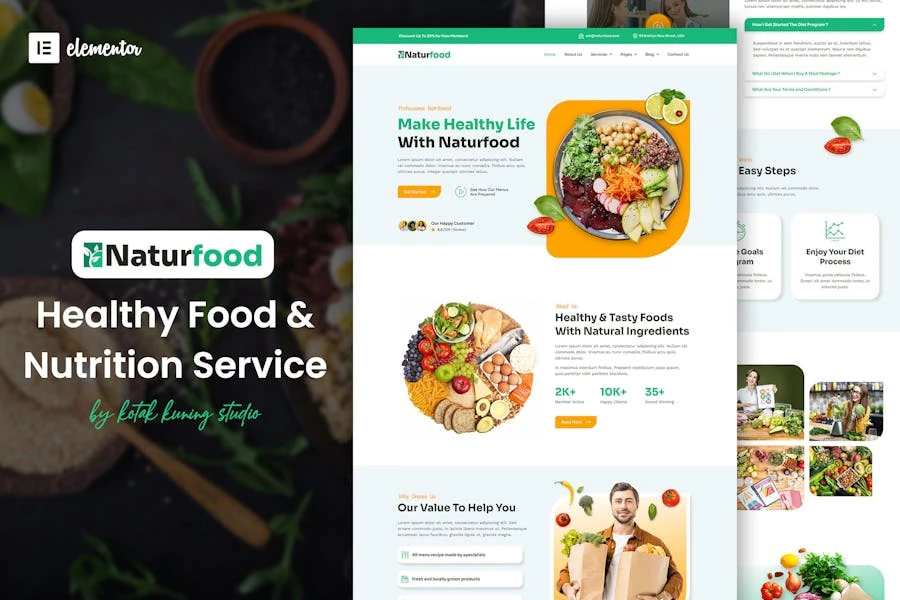 Naturfood - Template Kit Elementor para especialistas en alimentación y nutrición saludables