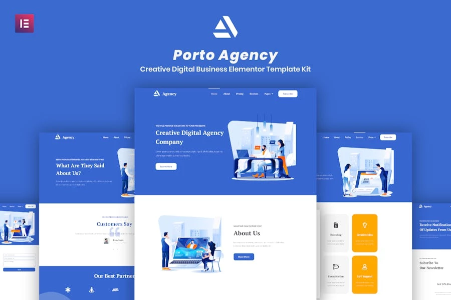 Agencia de Oporto - Template Kit Elementor de negocios digitales creativos