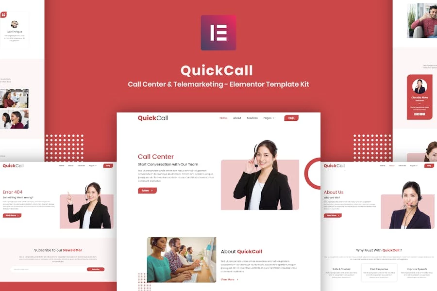 Llamada rápida - Template Kit de centro de llamadas Elementor