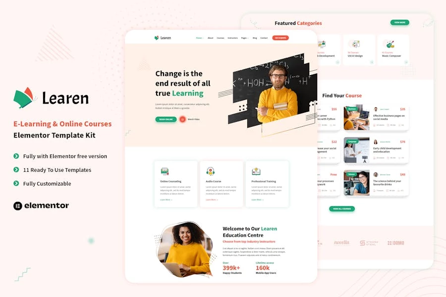 Learn - Template Kit Elementor para cursos en línea y aprendizaje en línea
