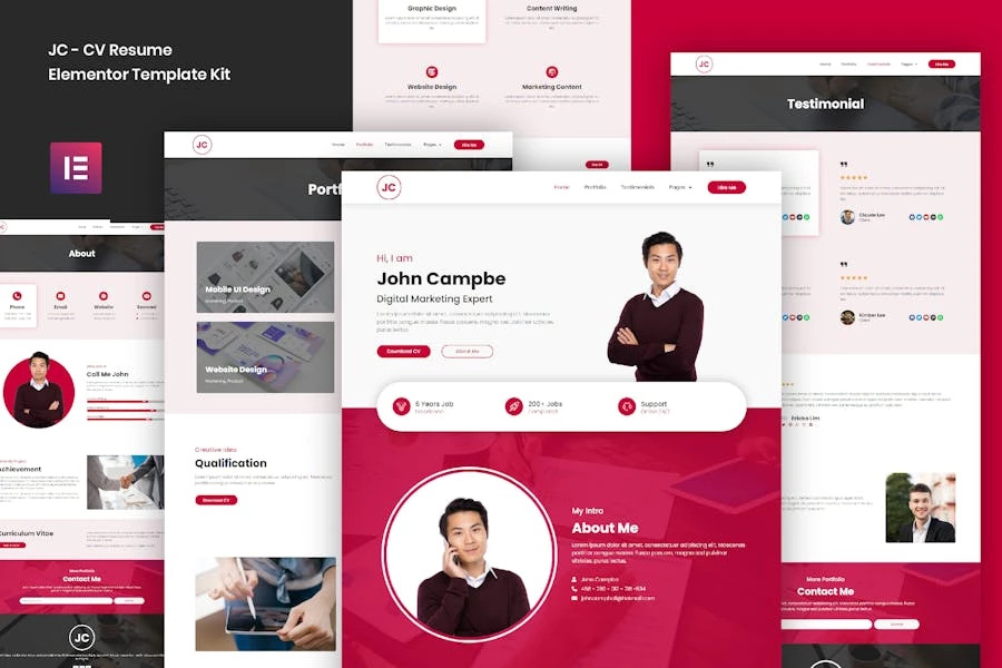 JC - Template Kit de CV Elementor