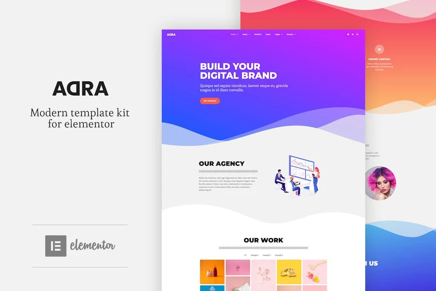 Adra - Kit de Plantillas Elementor modernas y creativas