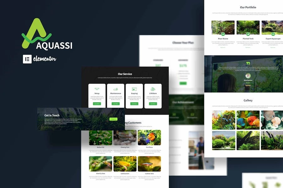 Aquassi - Kit de plantillas Elementor de Aquascape Shop