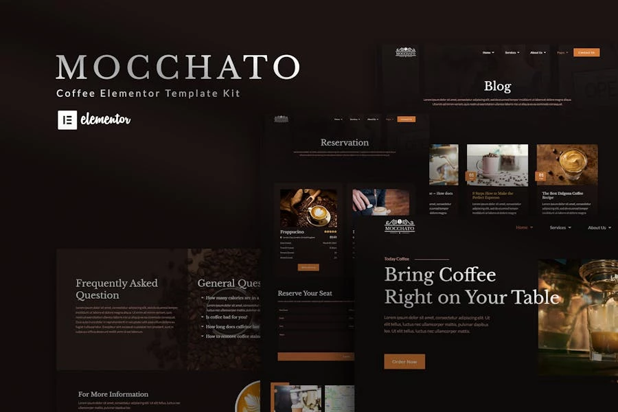 Mocchato - Kit de plantillas Elementor para cafeterías