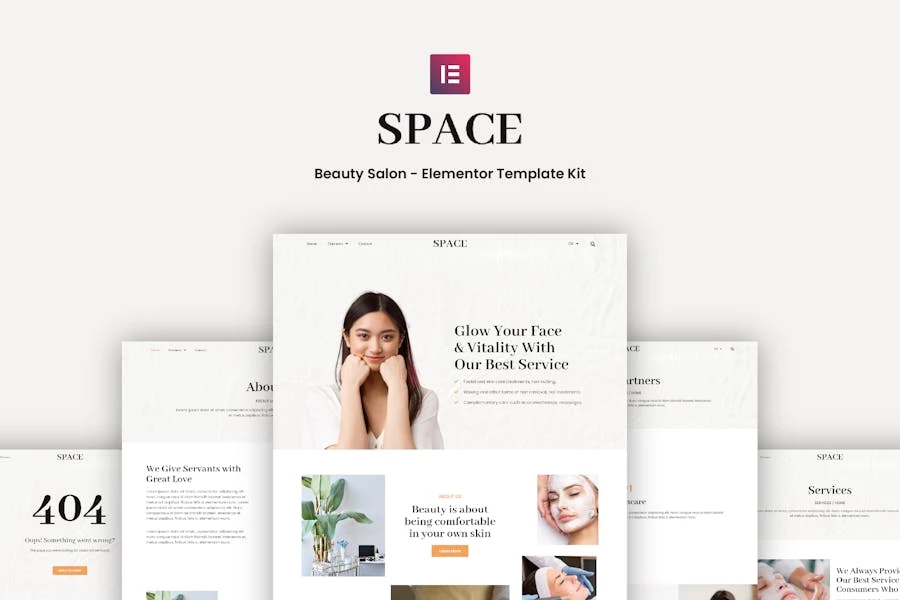 Space - Kit de plantillas Elementor Pro para salón de belleza