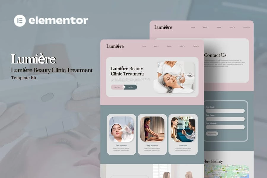Lumiere - Kit de plantillas Elementor para tratamientos de clínicas de belleza