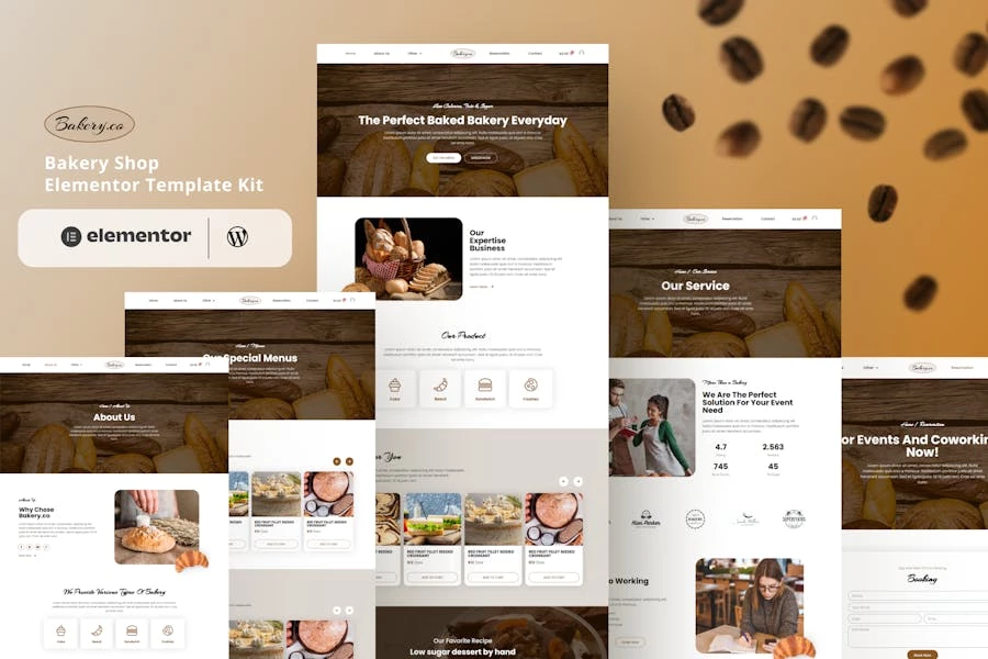 Bakery.co - Kit de plantillas Elementor para panadería