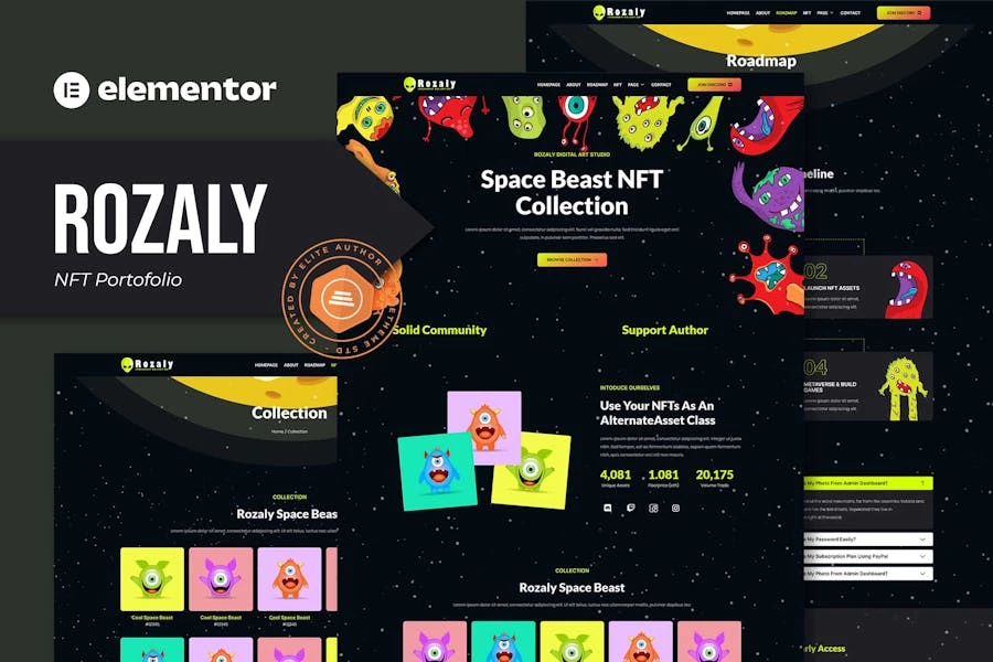 Rozaly - Template Kit NFT Portofolio Elementor