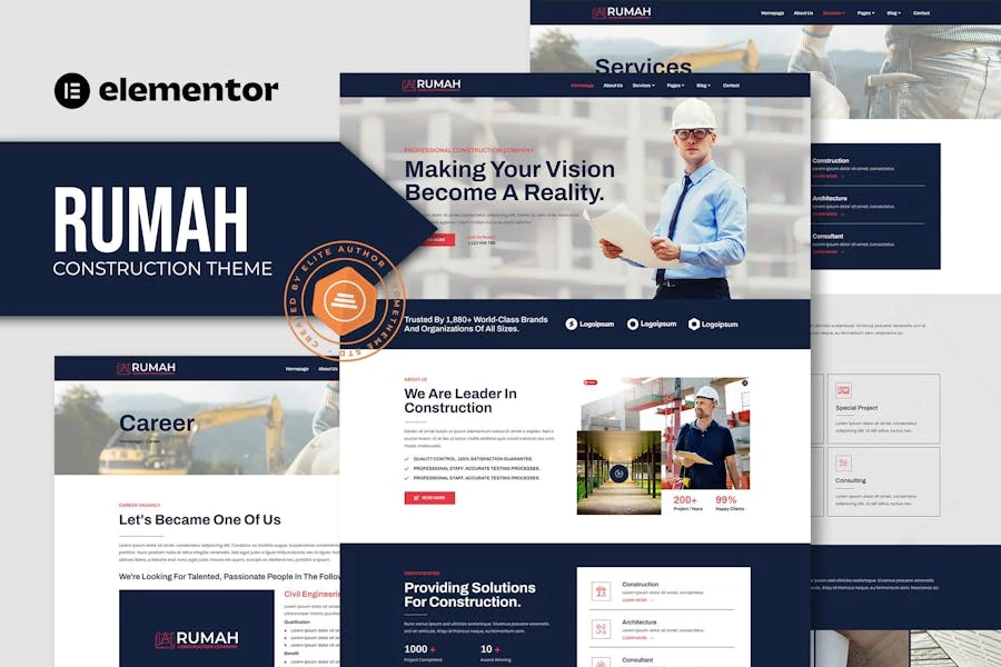 Rumah - Template Kit Elementor para Tema de construcción