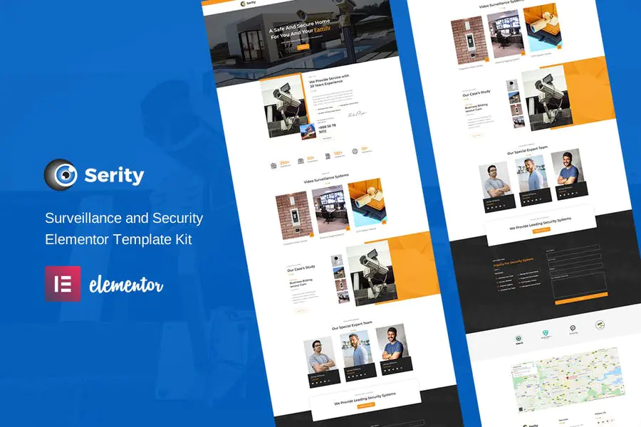 Serity - Kit de plantillas Elementor para cámaras de seguridad y circuito cerrado de televisión