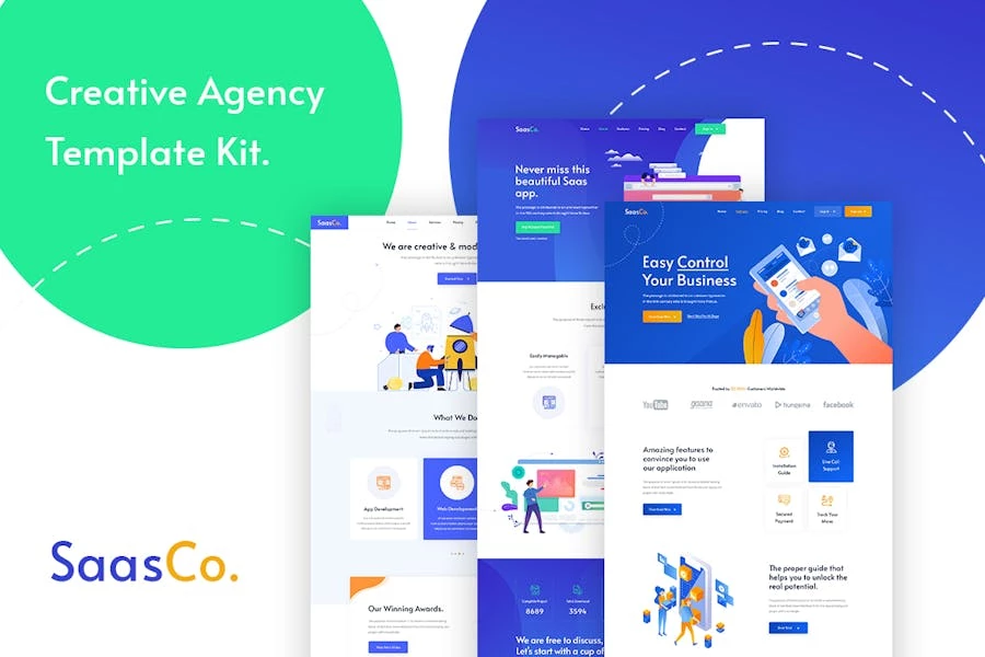 SassCo - Template Kit Elementor para inicio y aterrizaje de Aplicación