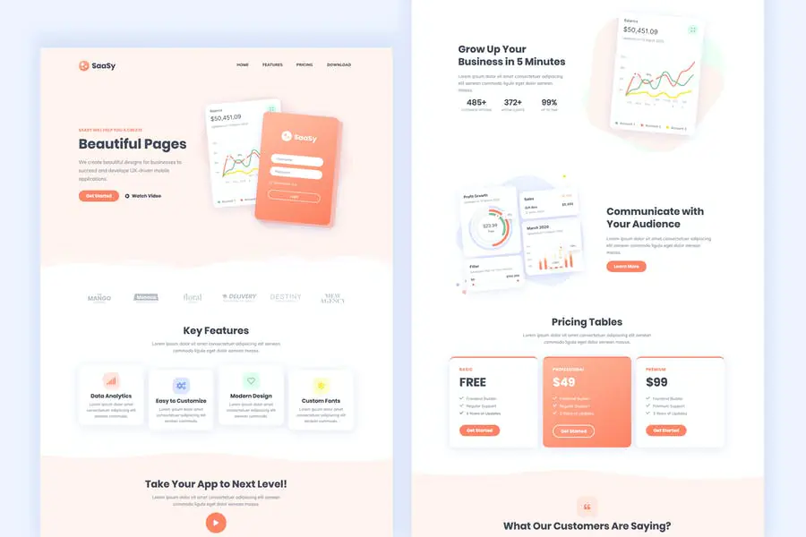 SaaSy - Kit de Plantillas de Página de Inicio para Aplicaciones y SaaS