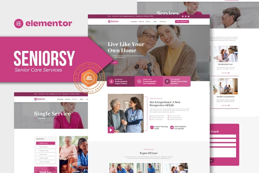 Seniorsy - Template Kit de Elementor de servicios de cuidado